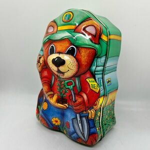 Gardening Ranger Bear Collectable Tin from 1990s Home Decor Storage container
